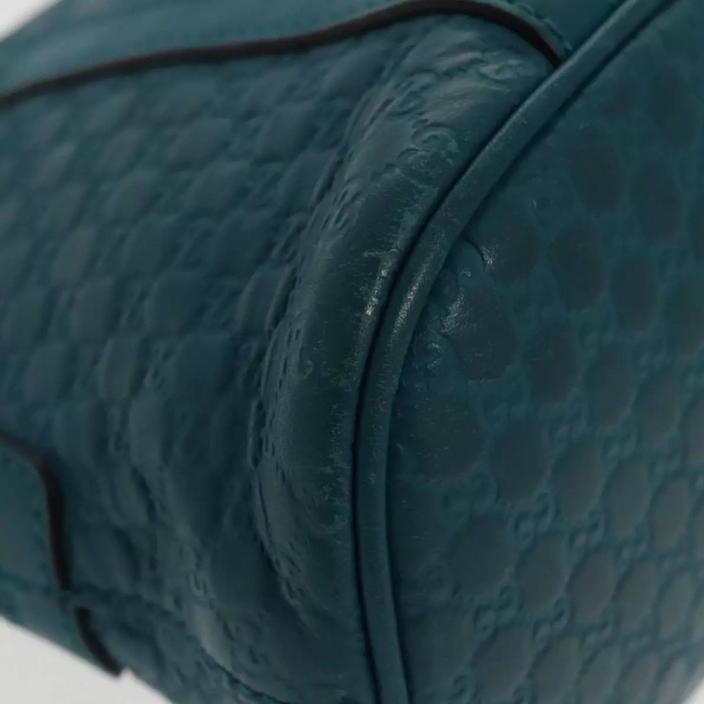Authentic GUCCI Micro GG Canvas Hand Bag Leather 2way Turquoise Blue with strap - Picture 8 of 17